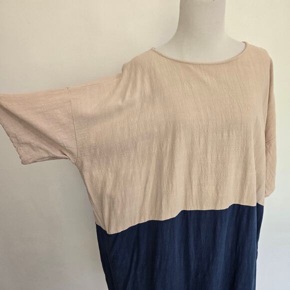 Jackson Rowe Rodina Dress Linen Blend Colorblock Lagenlook Coastal Women Medium - Picture 5 of 11